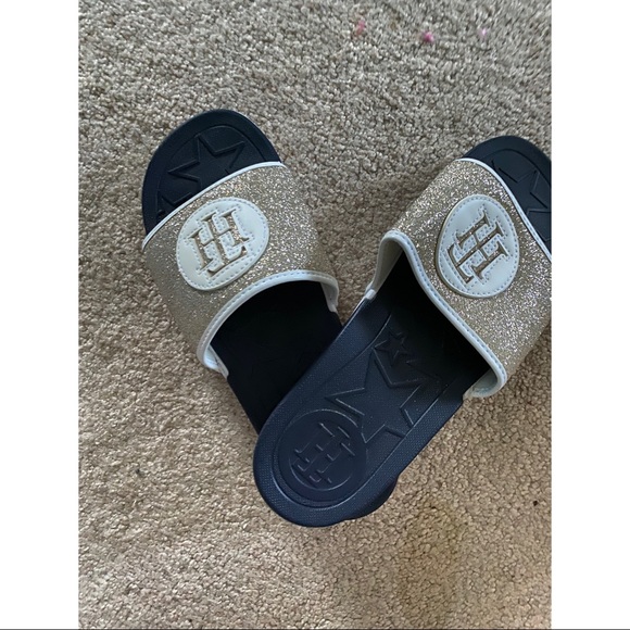 tommy hilfiger glitter slides
